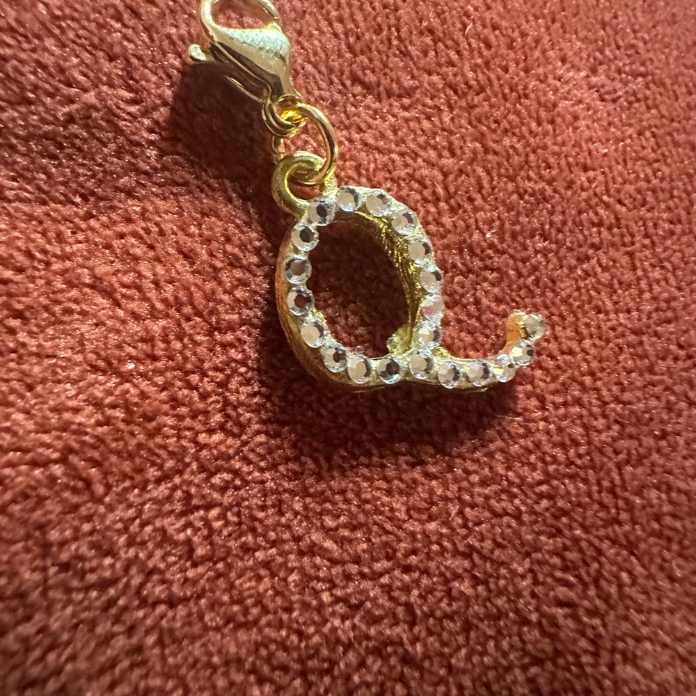Swarovski Gold-Plated Crystal Letter Q Charm